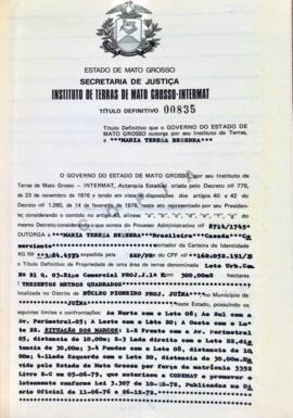 NÚMERO DO TÍTULO: 00835