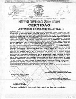 NÚMERO DA CERTIDÃO: 09346-7CD.2011