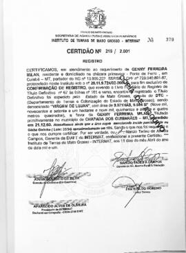 NÚMERO DA CERTIDÃO: 219.2001