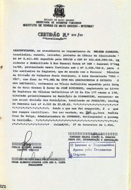 NÚMERO DA CERTIDÃO: 133.92