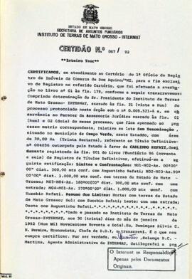 NÚMERO DA CERTIDÃO: 087.92