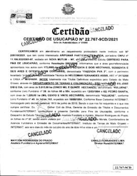 NÚMERO DA CERTIDÃO: 22.767-9CD.2021