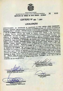NÚMERO DA CERTIDÃO: 588.2001