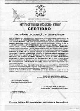 NÚMERO DA CERTIDÃO: 08554-0CD.2010