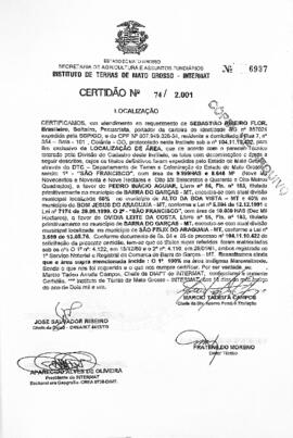 NÚMERO DA CERTIDÃO: 74.2.001