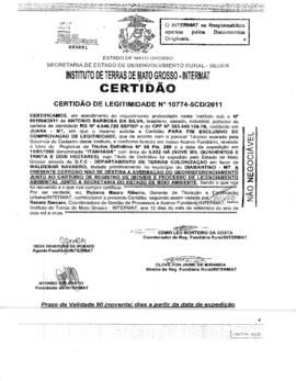 NÚMERO DA CERTIDÃO: 10774-5CD-2011