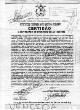 NÚMERO DA CERTIDÃO: 08541-1CD.2010