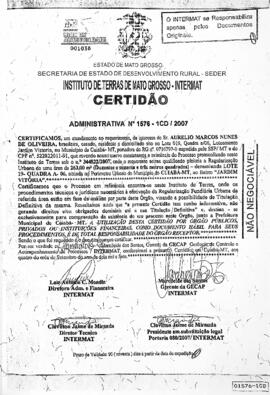 NÚMERO DA CERTIDÃO: 1576-1CD.2007