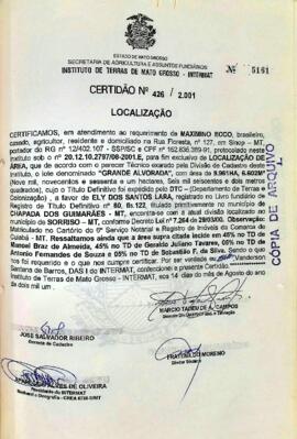 NÚMERO DA CERTIDÃO: 426.2001