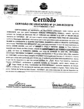 NÚMERO DA CERTIDÃO: 21.249-9CD.2019