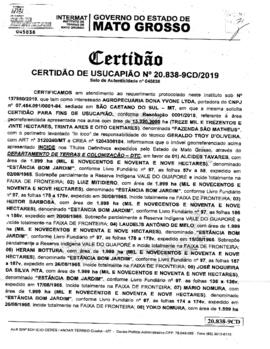 NÚMERO DA CERTIDÃO: 20.838-9CD.2019