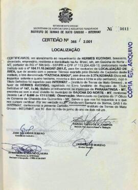 NÚMERO DA CERTIDÃO: 366.2001