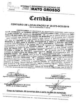 NÚMERO DA CERTIDÃO: 20.575-9CD.2019