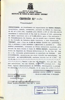 NÚMERO DA CERTIDÃO: 151.92