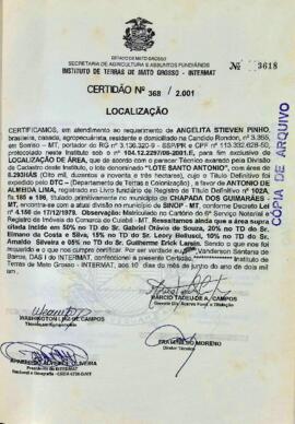NÚMERO DA CERTIDÃO: 368.2001