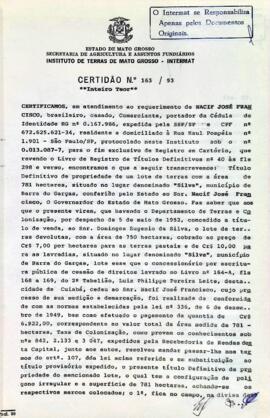 NÚMERO DA CERTIDÃO: 163.93