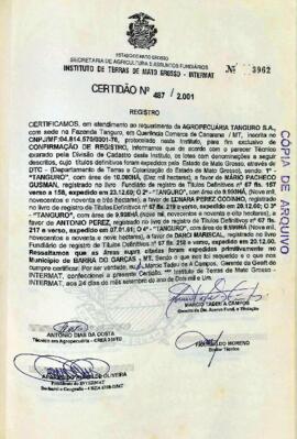 NÚMERO DA CERTIDÃO: 487.2001