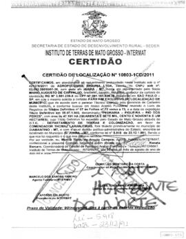 NÚMERO DA CERTIDÃO: 10803-1CD.2011