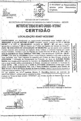 NÚMERO DA CERTIDÃO: 03437-0CD.2007