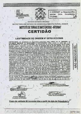 NÚMERO DA CERTIDÃO: 05792-3CD.2009