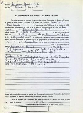 NÚMERO DO TÍTULO: SEM DADOS