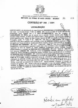 NÚMERO DA CERTIDÃO: 240.2001