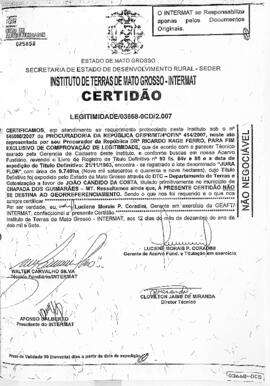 NÚMERO DA CERTIDÃO: 03668-0CD.2007