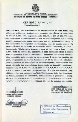 NÚMERO DA CERTIDÃO: 192.93