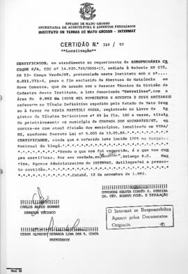 NÚMERO DA CERTIDÃO: 319.92