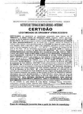 NÚMERO DA CERTIDÃO: 07800-2CD.2010