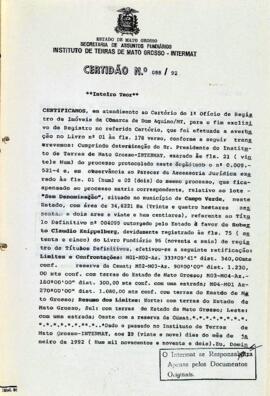 NÚMERO DA CERTIDÃO: 088.92
