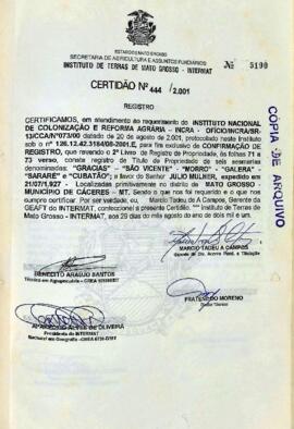 NÚMERO DA CERTIDÃO: 444.2001