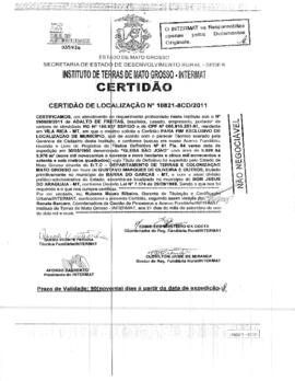 NÚMERO DA CERTIDÃO: 10821-8CD.2011