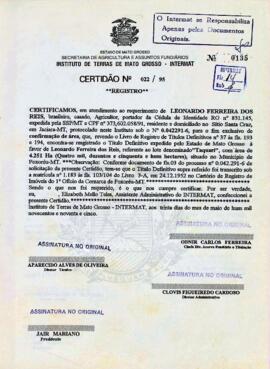NÚMERO DA CERTIDÃO: 022.95