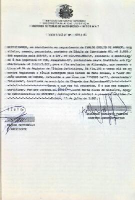 NÚMERO DA CERTIDÃO: 654.81