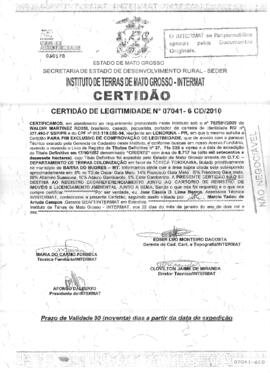 NÚMERO DA CERTIDÃO: 07041-6CD.2010