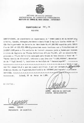 NÚMERO DA CERTIDÃO: 056.86