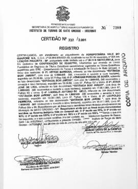 NÚMERO DA CERTIDÃO: 232.2001