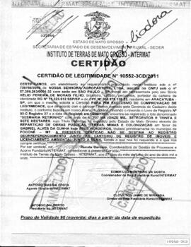NÚMERO DA CERTIDÃO: 10552-3CD.2011
