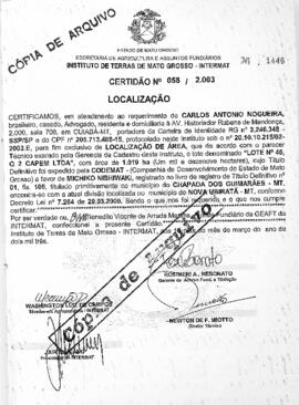 NÚMERO DA CERTIDÃO: 058.2003