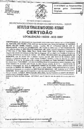 NÚMERO DA CERTIDÃO: 03332-0CD.2007