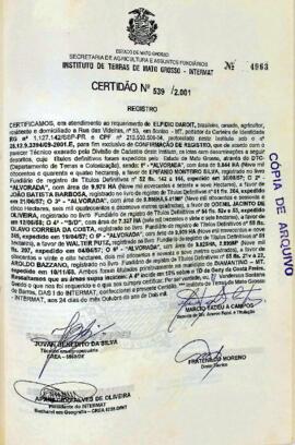 NÚMERO DA CERTIDÃO: 539.2001