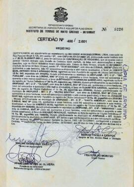 NÚMERO DA CERTIDÃO: 400.2001