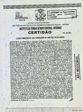 NÚMERO DA CERTIDÃO: 05722-3CD.2009