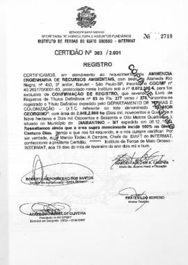 NÚMERO DA CERTIDÃO: 083.2.001