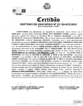 NÚMERO DA CERTIDÃO: 23159-9CD.2021