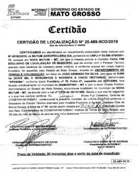 NÚMERO DA CERTIDÃO: 20.489-9CD.2019
