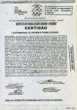 NÚMERO DA CERTIDÃO: 05598-5CD.2009