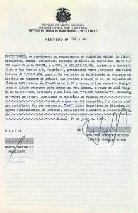 NÚMERO DA CERTIDÃO: 703.81