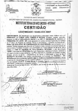 NÚMERO DA CERTIDÃO: 03482-3CD.2007